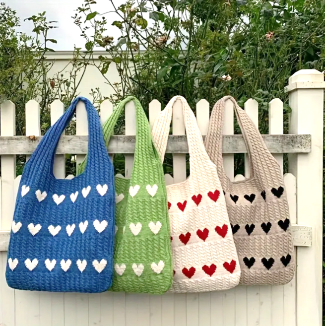 [올백 ALLBAG] 하트 니트 데일리백 / 숄더백 / 에코백 / 니트가방