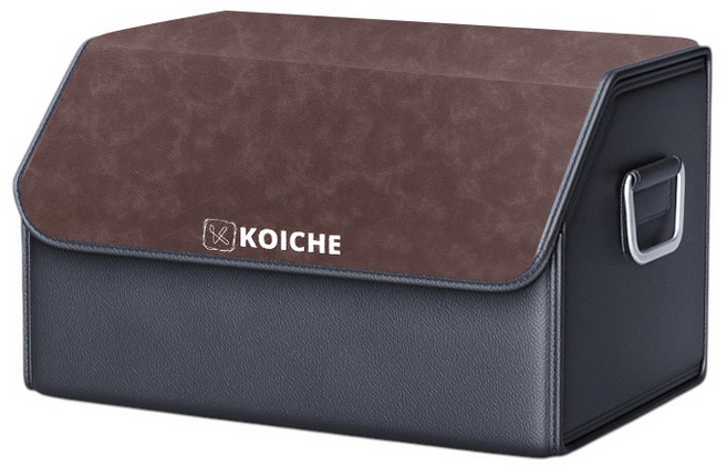 코이체 고급형 공간 자유 조절 접이식 트렁크 수납함 소프트 가죽 트렁크 정리함, 모카브라운