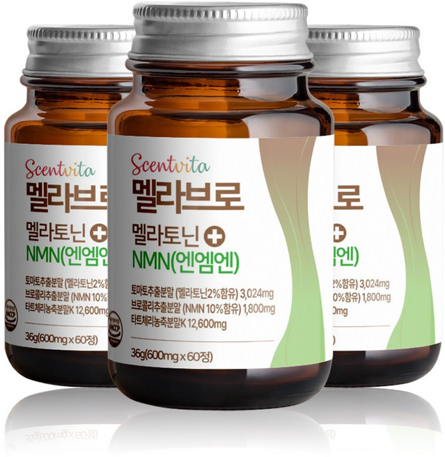 센트비타 멜라브로 고함량 식물성 멜라토닌 2mg NMN 엔엠엔 항노화 저속노화 항산화제 수면 숙면, 3개, 60정