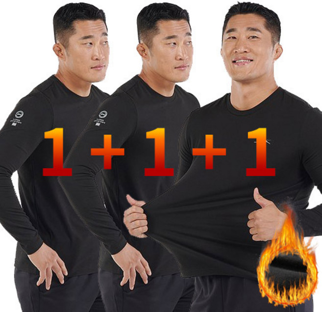 김동현 슬레진저 기능성 기모 티셔츠 히트텍 겨울작업복 보온 라운드 S24UR9105