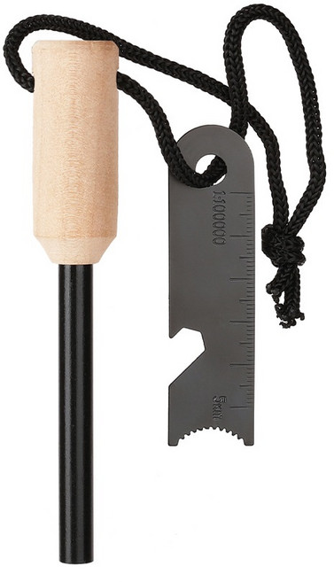 캠핑 부싯돌 파이어스틸 우드 스틱 등산장비 생존용품 병따개, 1개