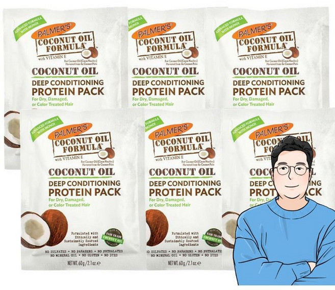 Palmers 파머스 코코넛 오일 딥 컨디셔닝 프로틴 팩, 60g, 6개