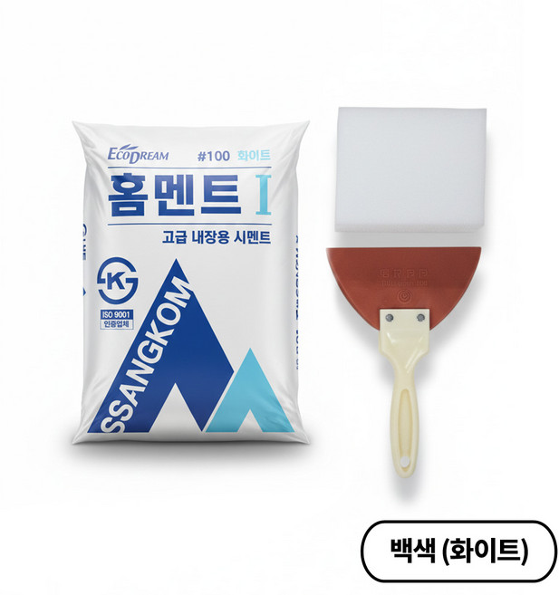 쌍곰 홈멘트 줄눈시멘트 백색2kg + 고무헤라 + 스펀지, 2세트