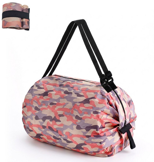 다담아몰 롤업 휴대용 시장가방 장바구니 보조 에코백, 핑크, 2개