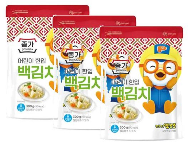 종가 어린이 한입 백김치, 300g, 3개