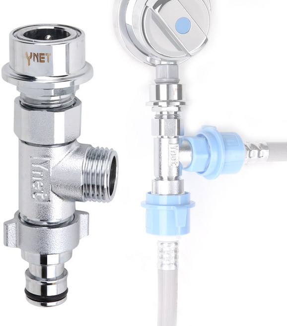 와이넷 스마트 T형 분배기 세탁기호스 연결구 매립형 수도꼭지 물분배 2구 커플링 어댑터, 1개