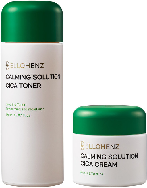 ELLOHENZ COMBO TONER CREAM SET 엘로헨즈 브이라벨비건 진정 고보습 수분 시카토너 시카크림 세트, 1세트