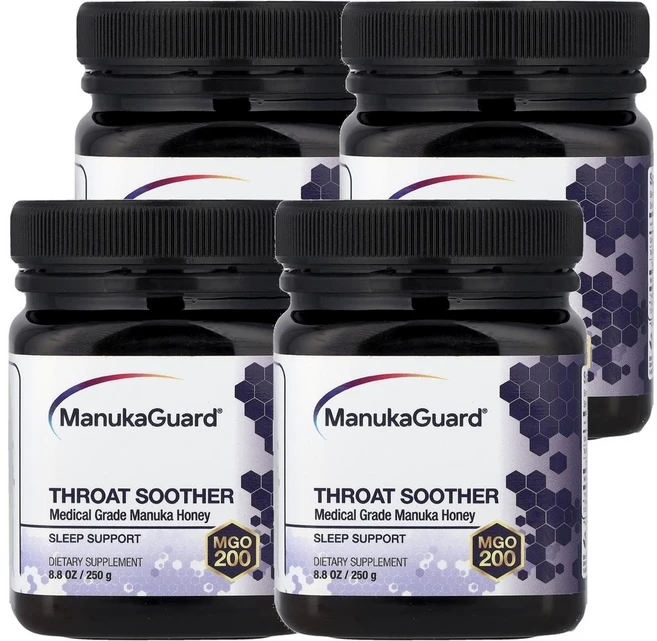 마누카가드 스로트 수더 마누카 허니 MGO 200 ManukaGuard Throat Soother Manuka Honey MGO 200 250g, 4개 - 쿠팡