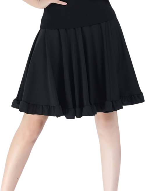 여성 라인댄스복 라틴댄스 줌바 연습복 상의 무용 망사 블랙 세트 폴댄스, M, 블랙 스커트