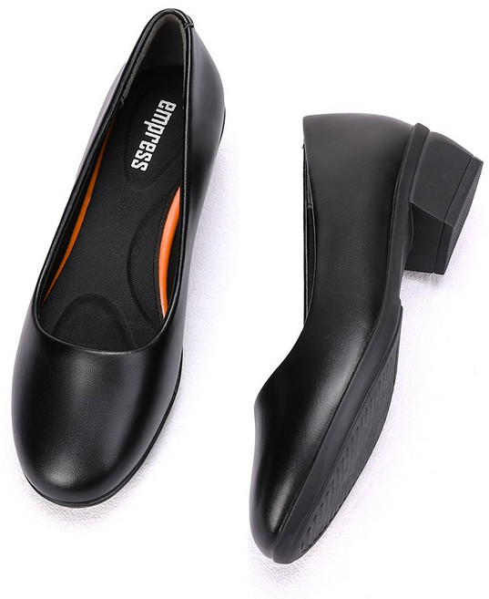 엠프리스 발편한 여성구두 승무원 면접 호탤리어 구두 기본 검정 둥근코 여자 유니화 4cm