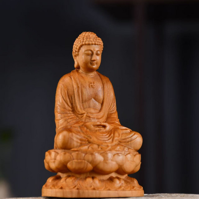 崖柏木雕工艺品释迦摩尼观音大日如来摆件文玩雕刻佛像桌面装饰家, 崖柏+大日如来8*5*4cm:一個, 1個