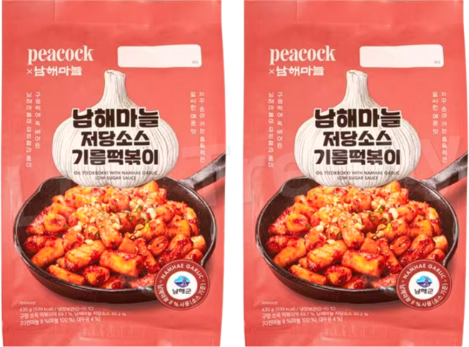 남해 마늘 저당소스 기름 떡볶이 냉장 식품, 2개, 430g