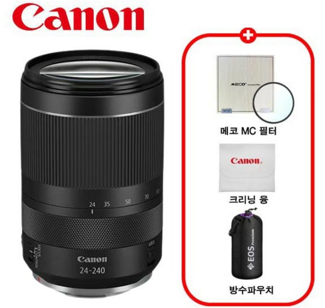 캐논 정품 RF 24-240mm F4-6.3 IS USM / 프리미엄 패키지 / MCUV필터+극세사융+렌즈파우치 / TJ