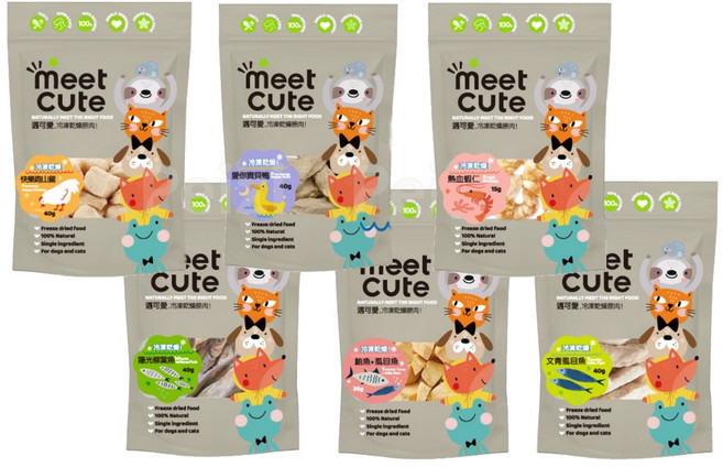 遇可愛 meet cute 冷凍乾燥原肉 貓狗零食, 1個, ２愛你寶貝鴨 40g