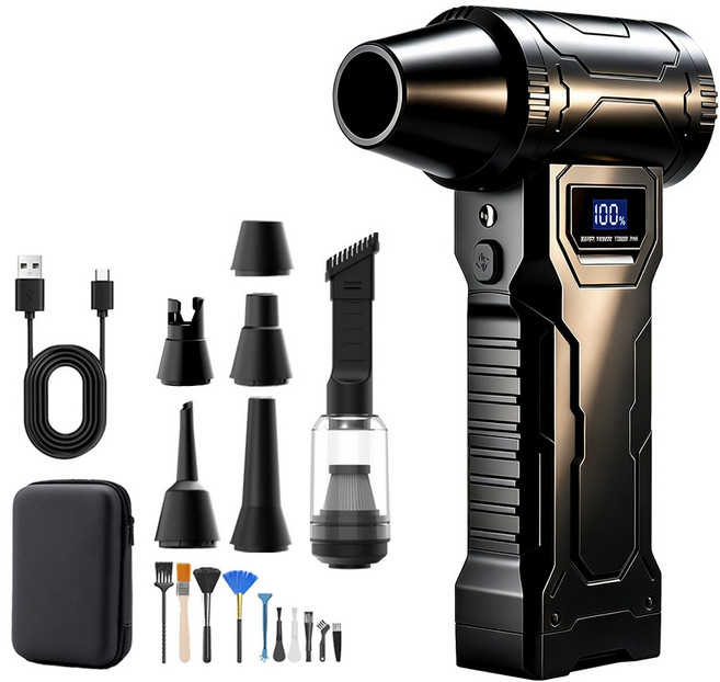 Axylon 초강력 무선 에어건 180000 RPM 차량용 흡입 청소기, 검은색, Q4