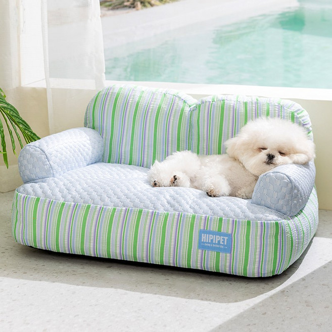 LINSHU 여름 냉감 강아지 쿨매트 분리 세탁 가능 펫 쇼파, 1개, 그린