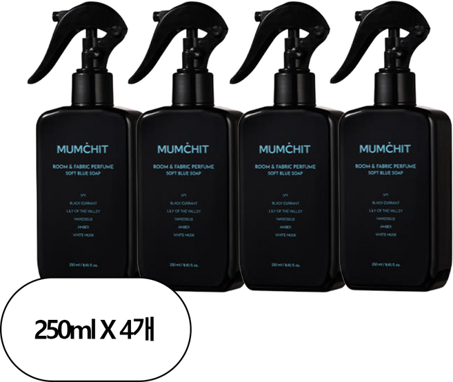 멈칫 대용량 섬유향수 오드퍼퓸, 소프트블루솝, 250ml, 4개