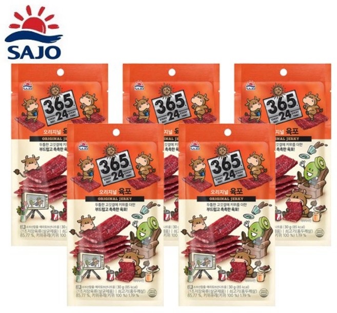 사조해표 사조 365 더 부드러운 육포 오리지널 30g, 5개