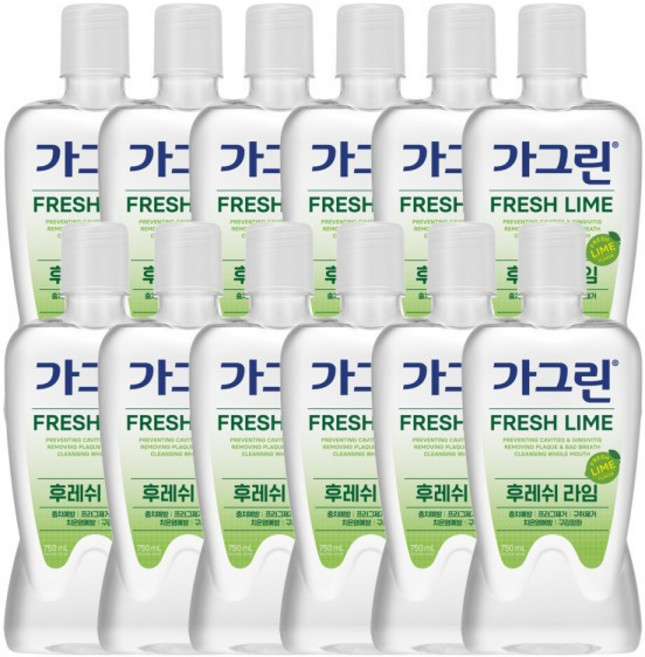 [목마켓]가그린 라임 구강청결제 750ml x 12개(한박스), 1ml, 1개