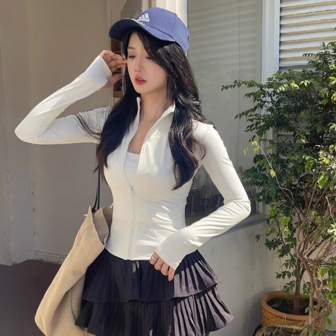 YioYcc 여성용 긴팔 여름 햇빛 차단 코트, 흰색