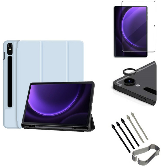 갤럭시탭S9 S9플러스 S9울트라 FE S펜수납 호환 북커버 케이스 강화유리 보호필름 케이스나라 S9+ ULTRA, 소다