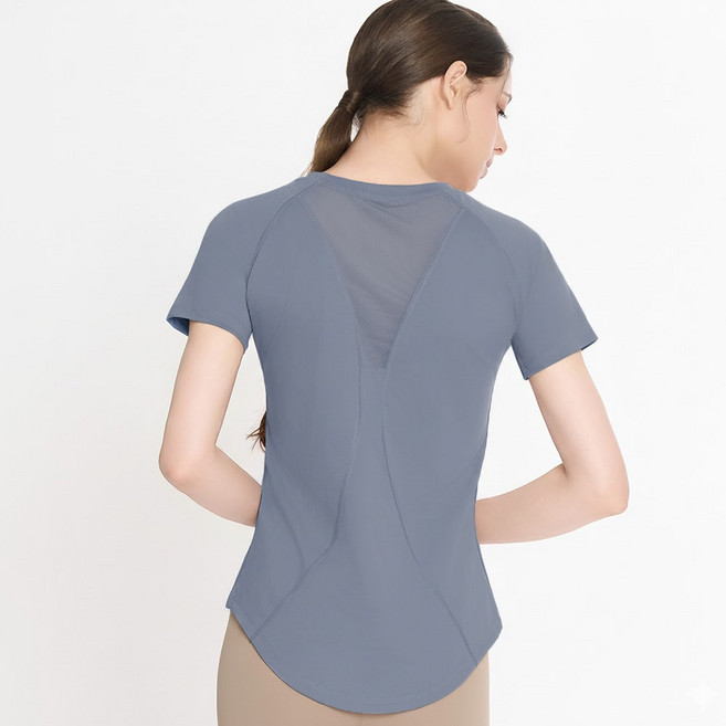 롤리핏 여성용 메쉬 반팔 운동복 티셔츠 헬스 러닝 상의