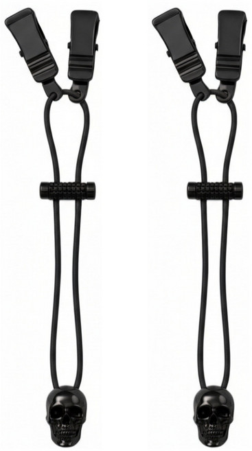 원더블 해골 투클립 바지 밑단 고정 집게, 블랙, 2개