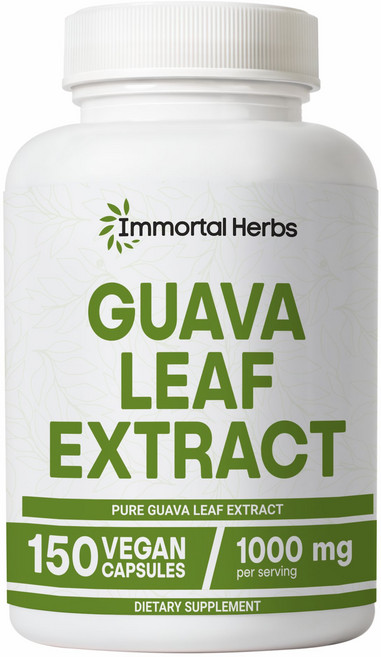 Immortal Herbs 구아바 잎 추출물 1000mg 10:1 엑스트라 스트렝스 150알 비-GMO 및 글루텐 프리 구아바 추출 캡슐 여성 및 남성용, 1개, 150정