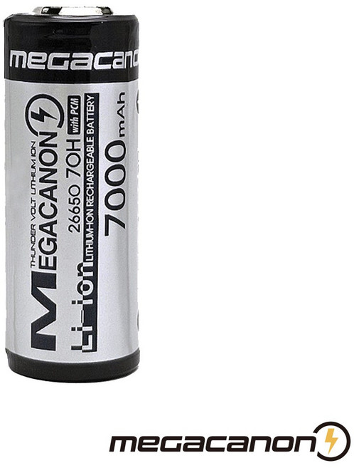 메가캐논 26650 리튬이온 충전지 7000mAh 13A 고방전 3.6V 보호회로 KC인증, 1개