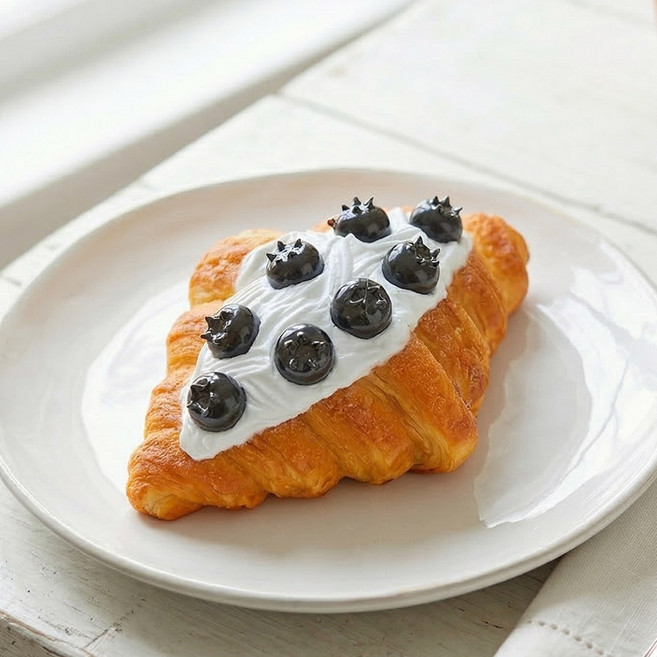 과일 생크림 크루아상 모형 장식 소품 인테리어 빵 모형, 블루베리크루아상
