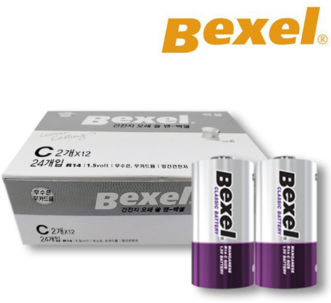 벡셀 BEXEL 망간건전지 CM(R14)사이즈 1.5V 24알, 1개
