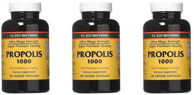 YS Eco Bee Farms 프로폴리스 1000 YS Eco Bee Farms Propolis 1000 - 90 Count (Pack of 3), 3개, 90정