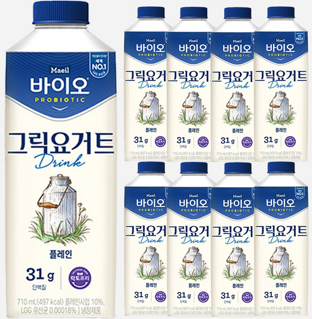 매일 바이오 그릭 요거트 드링크 플레인, 8개, 710ml