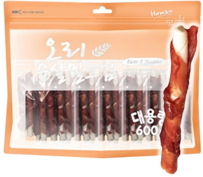 휴먼그레이드 애견 간식 600g, 오리순살밀크껌, 1개