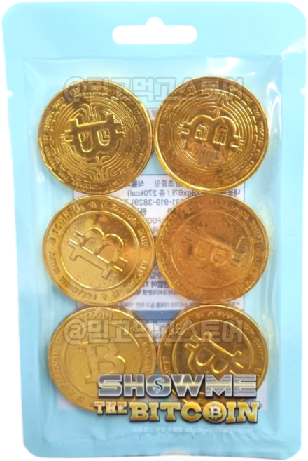쇼미더 비트코인 초콜릿 밀크 동전 메달 금화 황금 코인 모양, 1개, 48g