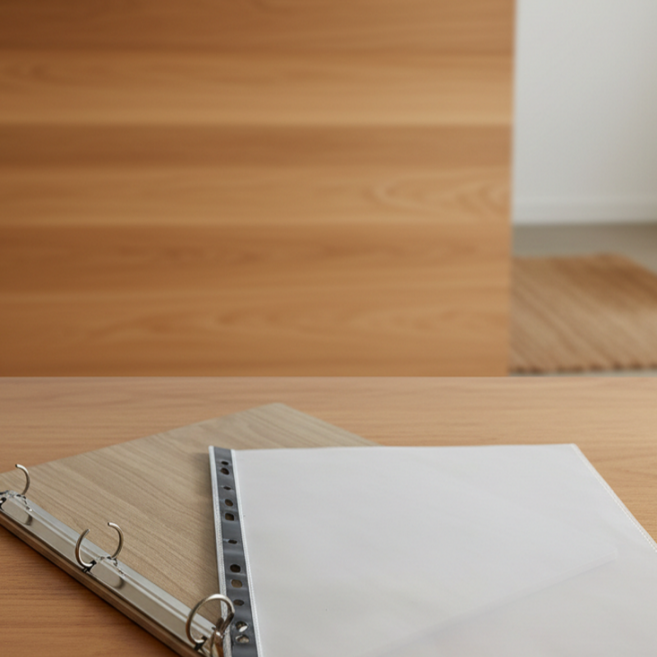 문구로드 A4 무늬목 메뉴판 바인더링 리필내지 포함 우드 2칼라, 베이지, 1개