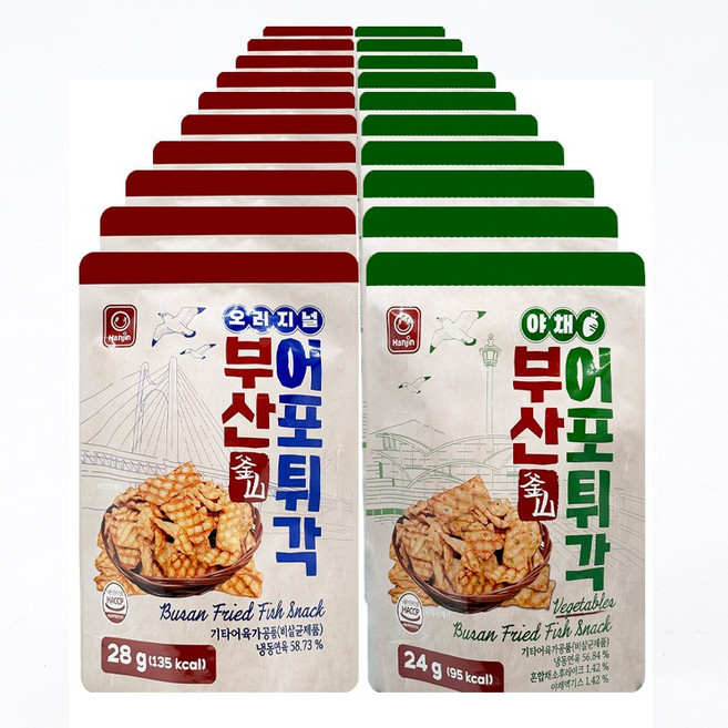 [푸드원스토어] 한진 부산 어포 튀각 두가지맛, 20개, 24g
