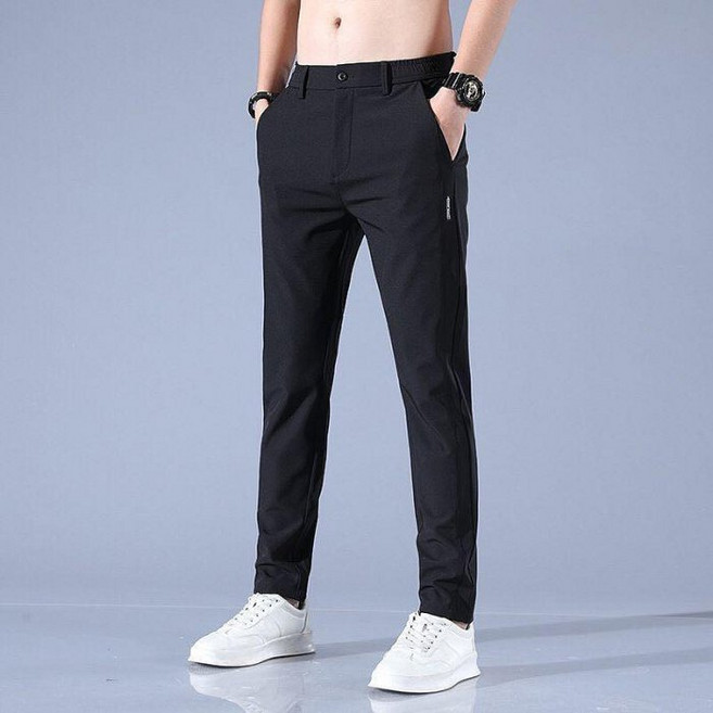 阿堯的店 夏季薄款涼感休閒長褲 男生修身褲 仿西裝褲 速乾百搭商務褲 【1063】