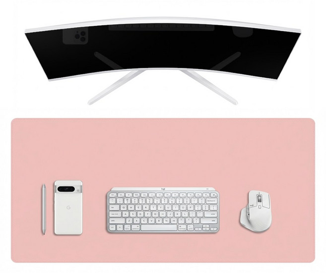 리팟 가죽 데스크 매트 와이드 장패드 마우스패드 논슬립 키보드패드, 핑크