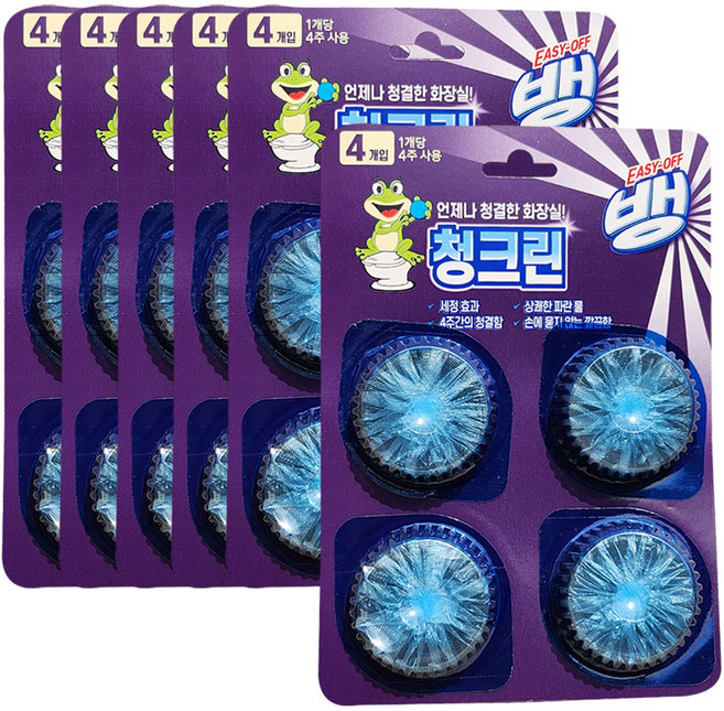 이지오프뱅 청크린 드롭형 4P 6개 변기세정제, 40g, 24개