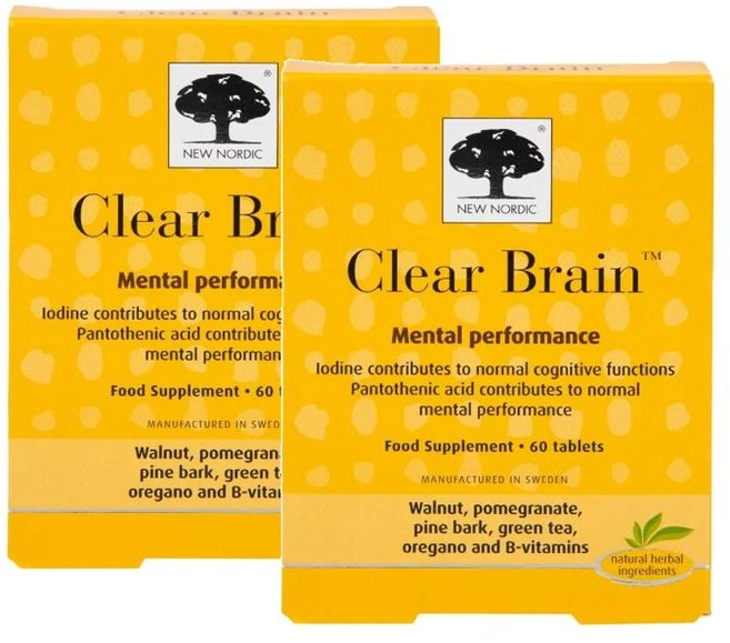 뉴 노르딕 클리어 브레인 멘탈퍼포먼스 월넛 파인바크 그린티 비타민 new nordic Clear Brain, 2개, 60정 - 쿠팡