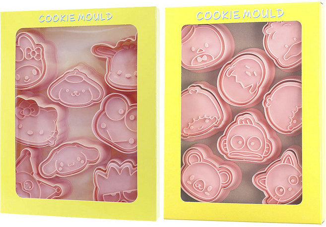 Mian Xiao Xin 비스킷 몰드 DIY 3D 입체 홈베이킹 도구 아이싱 쿠키스탬프 16종 세트 MX003, 산리오 A + 산리오 B, 1세트