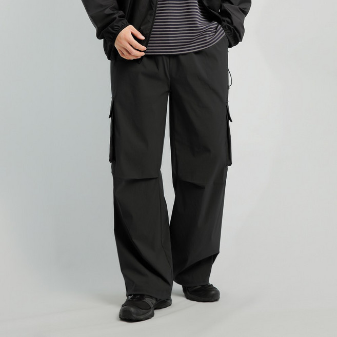 클라민 남성용 사계절 와이드 카고 팬츠 트레이닝 스트링 밴딩 바지