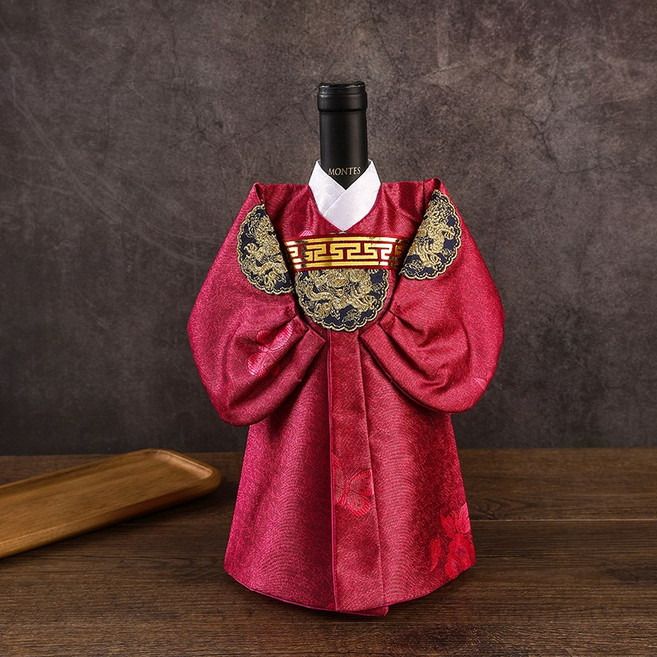 한복 와인커버 술병주머니 와인케이스 외국인선물 인형한복 인테리어소품, 와인색(남자 신), 1개