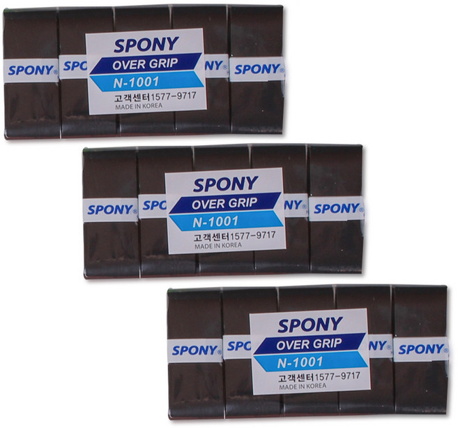 스포니 배드민턴 테니스 소프트핏 오버그립 테이프 10P, 블랙, 3개