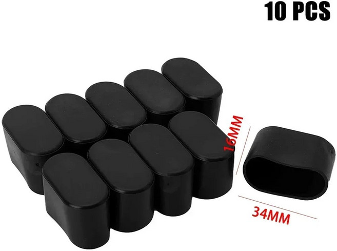 가구 테이블 다리용 타원형 고무 의자 다리 커버 나무 비닐 타일 표면에 바닥 보호대, 9. Black 16x34mm