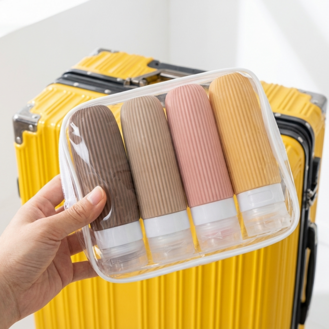 밀로뉴 새지않는 실리콘 여행용 공병 4P 세트, 1세트, 혼합색상