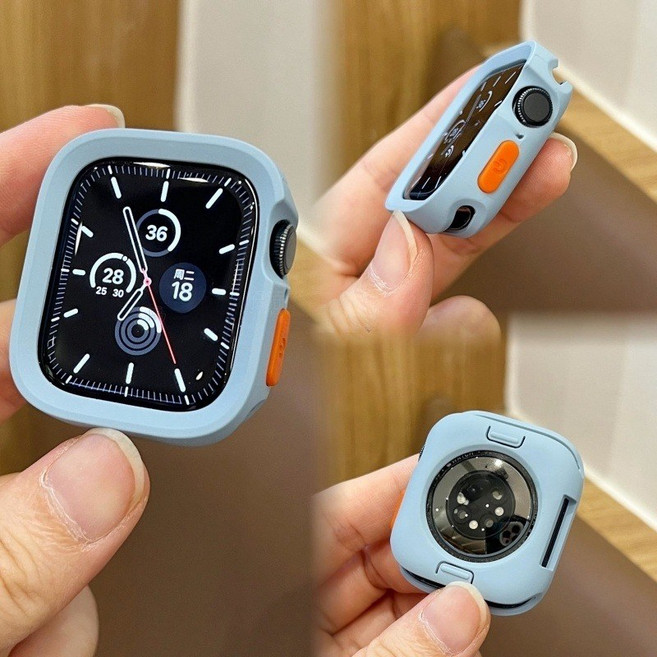 適用 Apple Watch 軟殼防摔保護殼, 磨砂淺藍色,46mm（S11/S10）通用, 1個