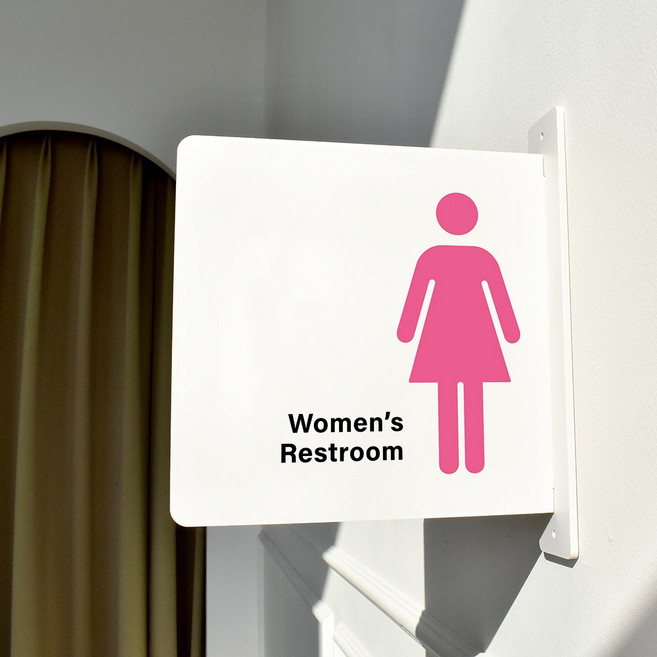 루리앤메리 돌출 표지판 09 WOMEN 여자화장실 안내판 돌출표찰 방향표지판, 흰색