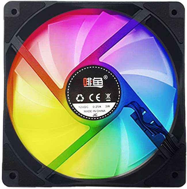 ARGB炫彩風扇 5V ARGB同步 液壓軸承靜音 高效散熱電腦機殼風扇, 黑色, 1個, 無